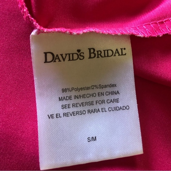 Maid of Honor Rhinestone Fuchsia Pink Satin Robe & Belt David’s Bridal Size S-M - Picture 7 of 7